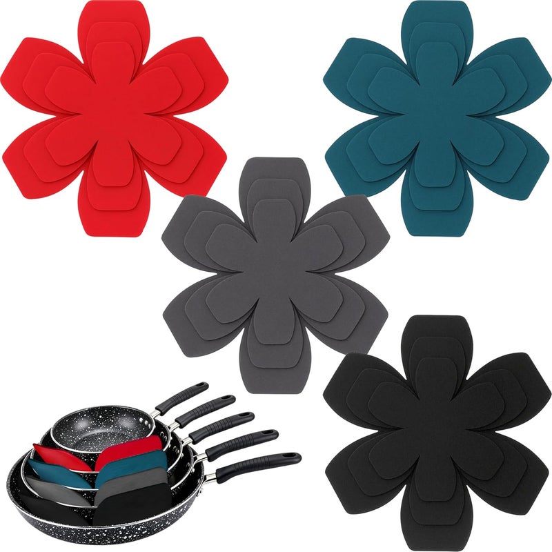 Notoke 12 PCS Pot and Pan Protectors in 4 Colors & 3 Sizes, Thicker Felt Pan Protector Pads and Pot Separators for Stacking, Anti-Slip Dividers to Protect Glass Ceramic Plates Cookware from Scratching - Image 1